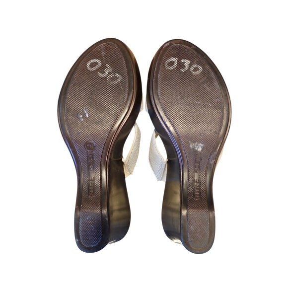 Nine West Black and White Wedge Sandals with Decorative Straps - Picture 4 of 6